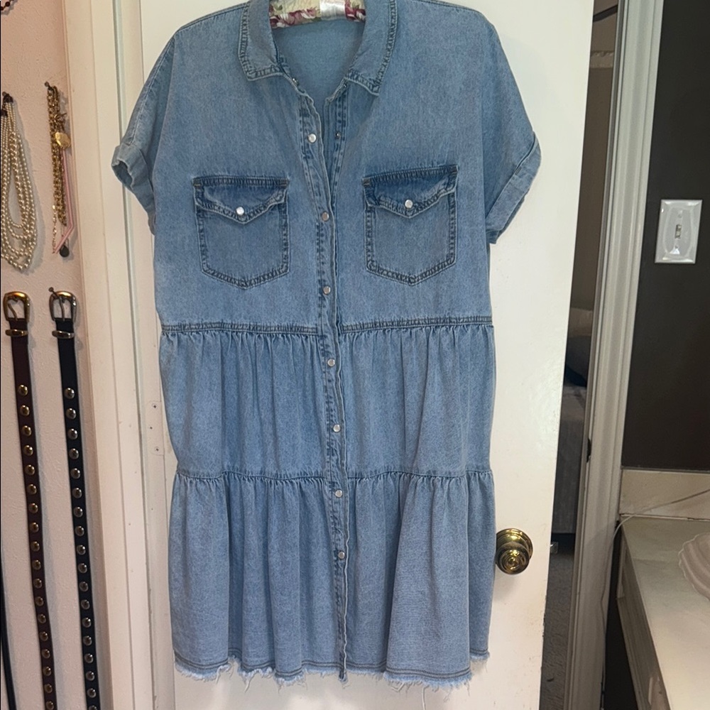 Blue Denim Button-Up Dress
